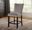 Attractive Set of 2pc Counter Height Chairs Dining Room Furniture Gray Flannelette Seat Nailhead Trim Kitchen Breakfast